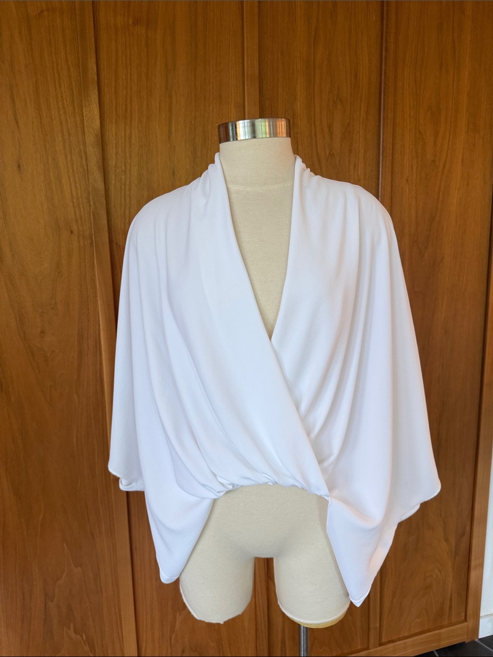 Joseph Ribkoff White Draped Wrap-Front Blouse